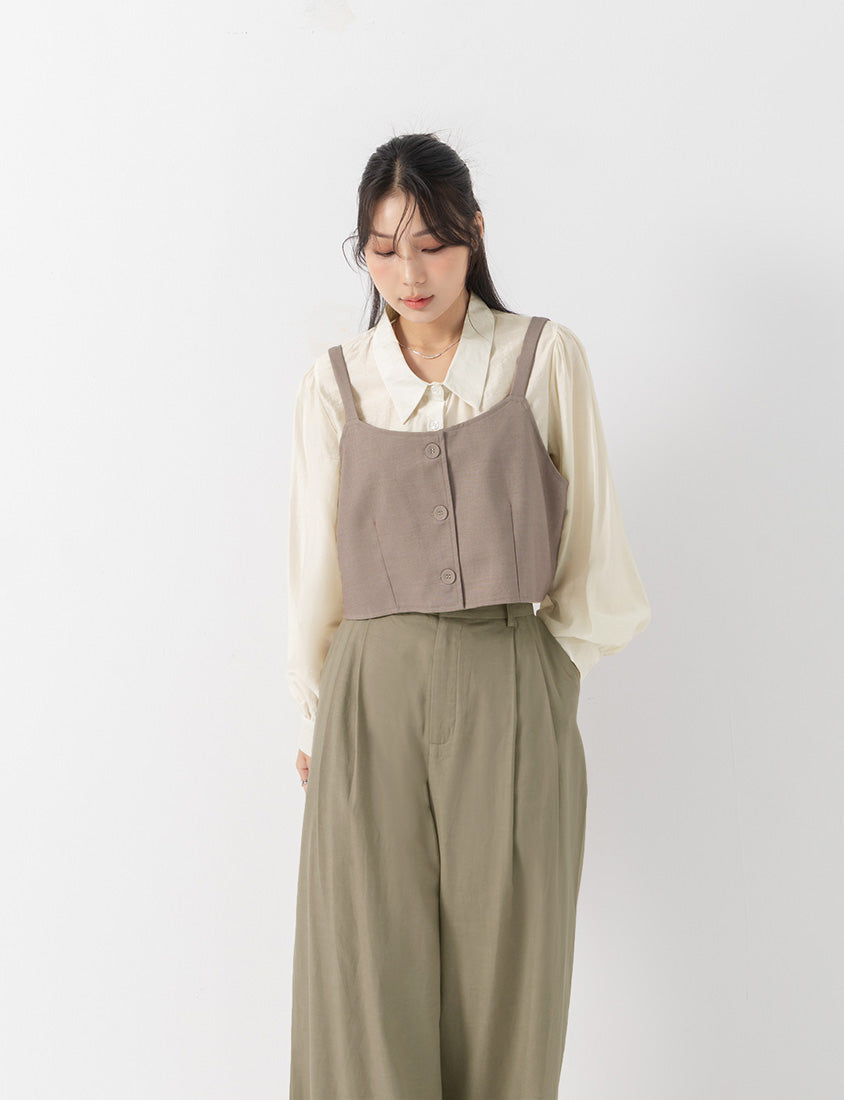 MISS. Elegant Suit Vest Faux Two Piece Plus Size Shirt