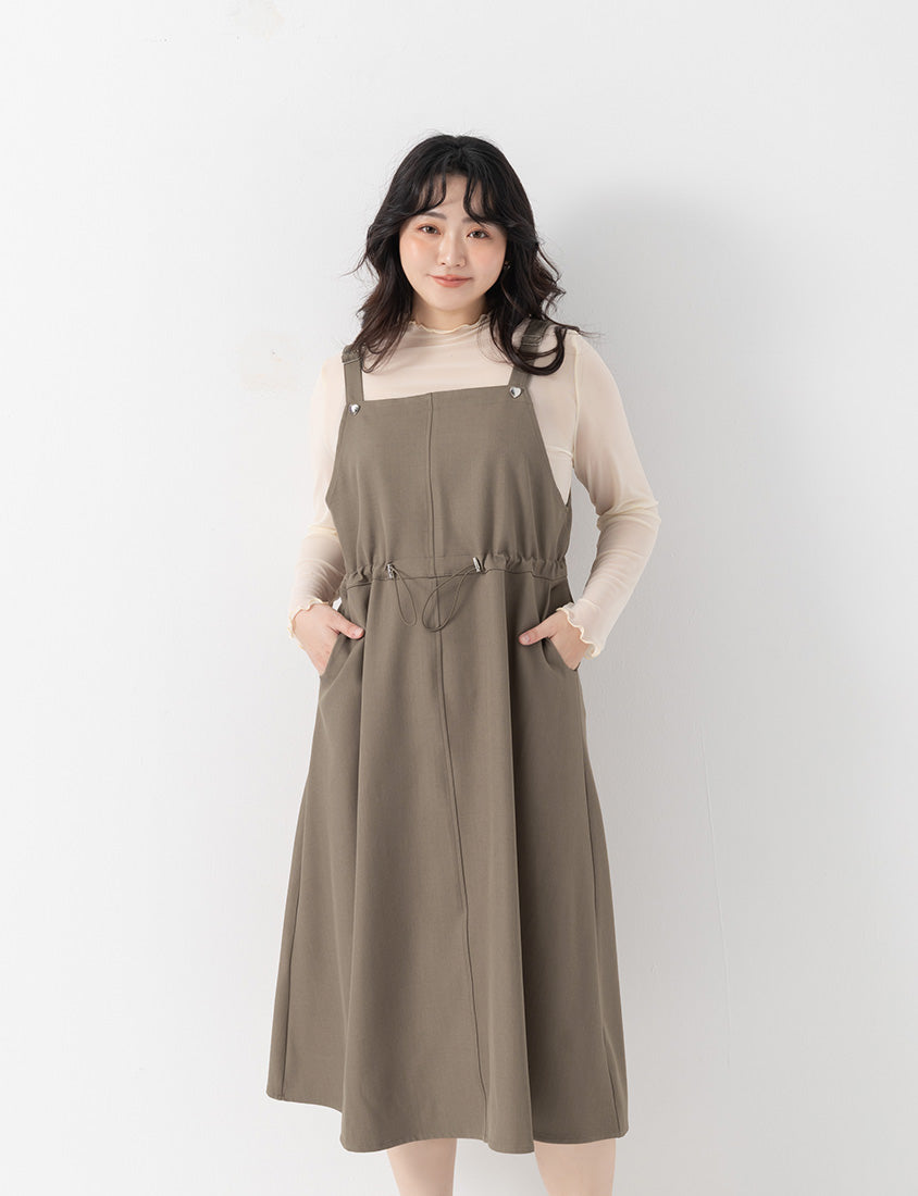 Adjustable Heart Button Strap Plus Size Maxi Dress