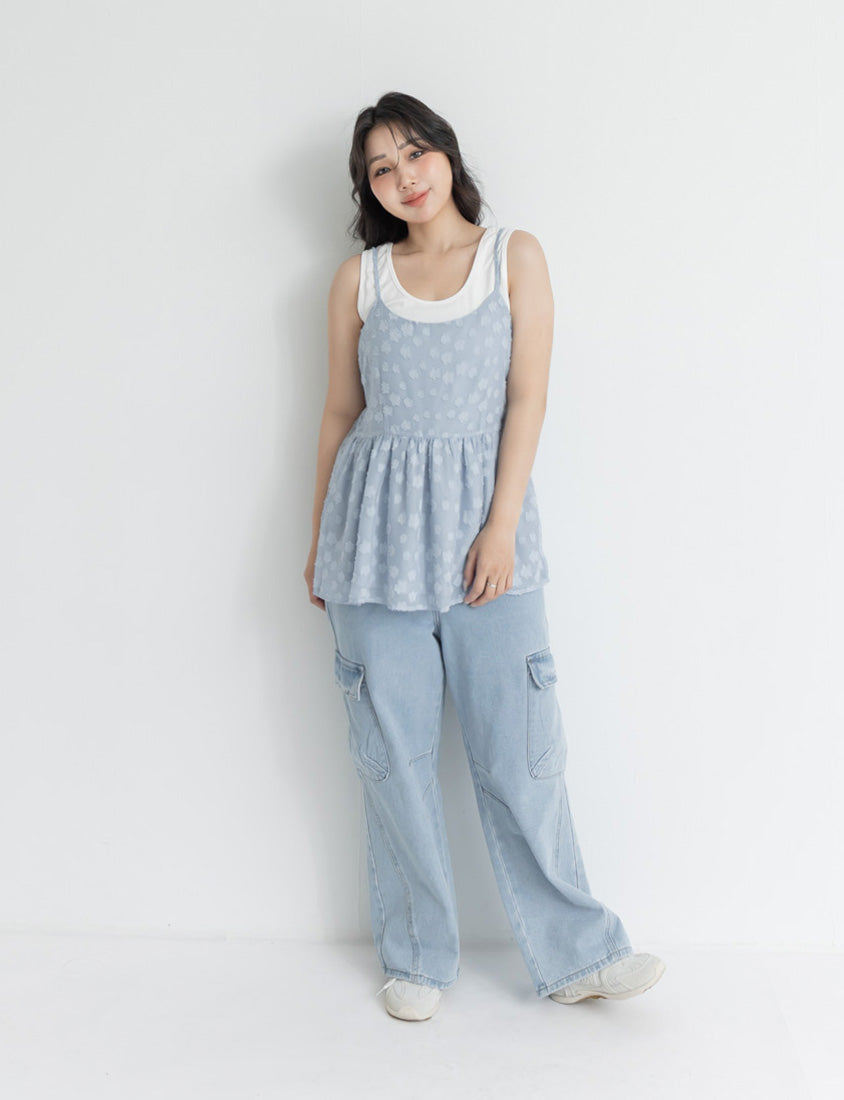 Japanese Floral Jacquard Strap Plus Size Cami Vest