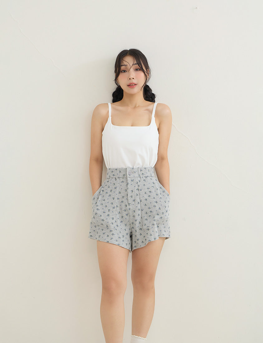 Sweet Floral Waffle Plus Size Shorts