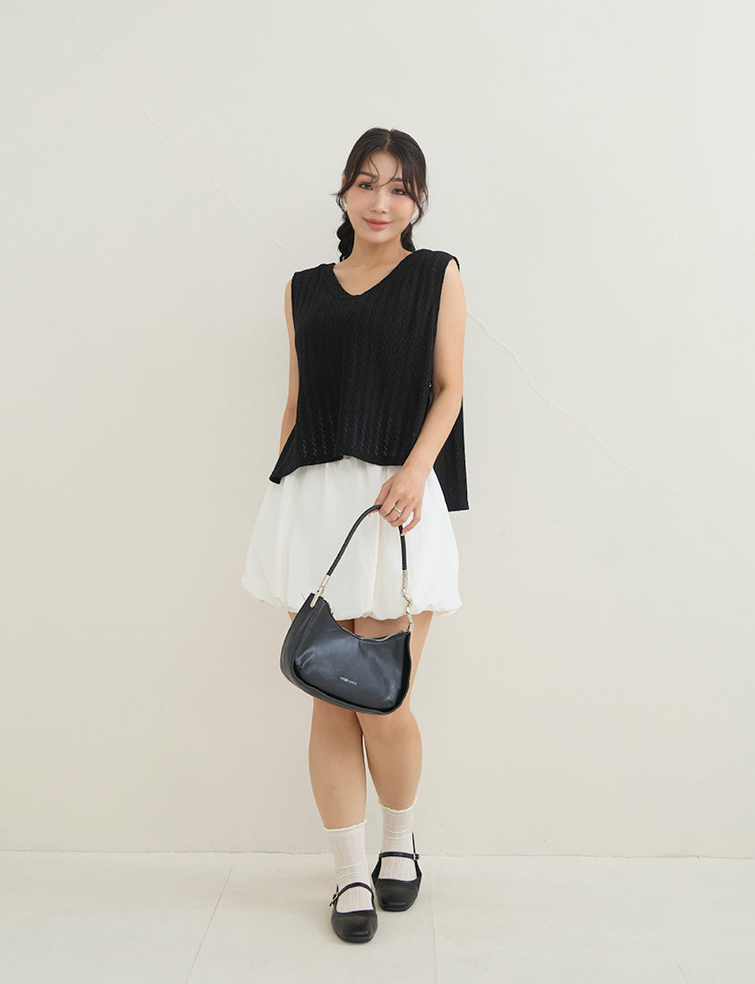 Versatile Openwork Knit Tie-Front Plus Size Tank Top
