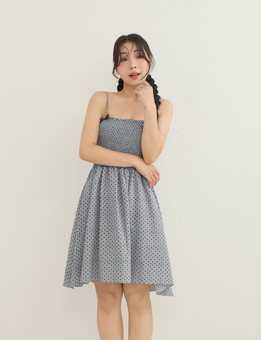 Sweet Contrast Heart Cami Plus Size Mini Dress