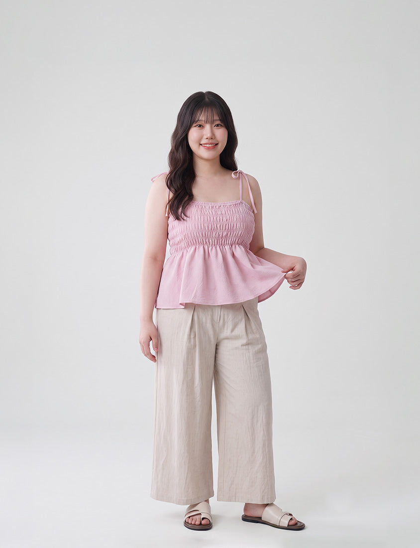 Cute Stretch Crinkled Tie Front Plus Size Layering Cami Vest