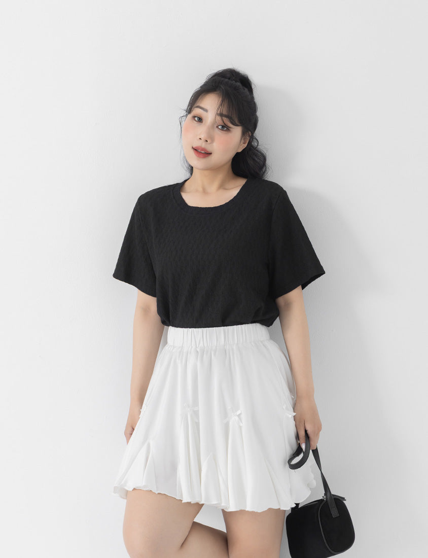 Basic Crinkle Plus Size Crewneck Top