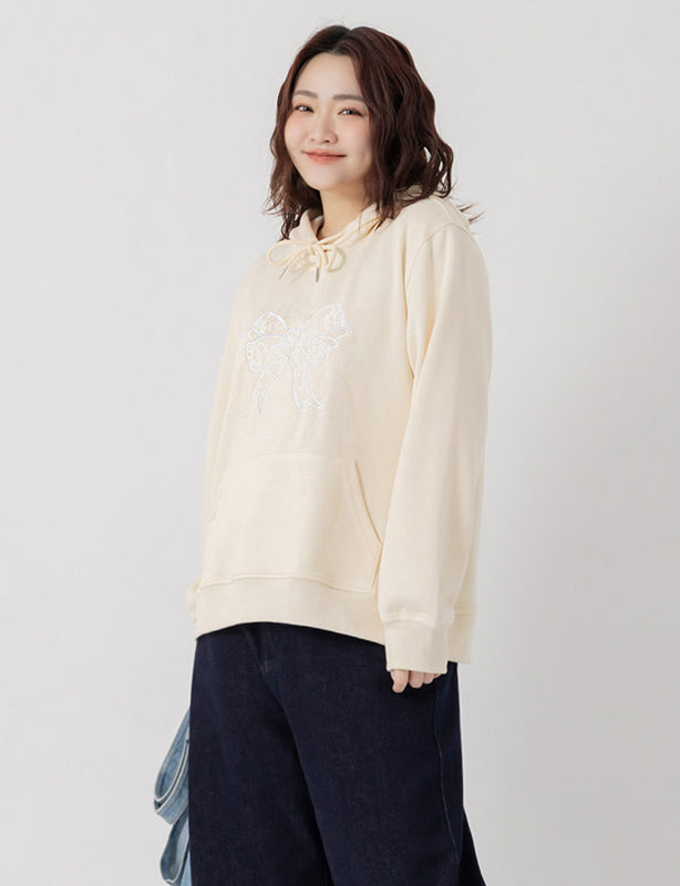 Lace Bow Cloud Cotton Plus Size Hoodie
