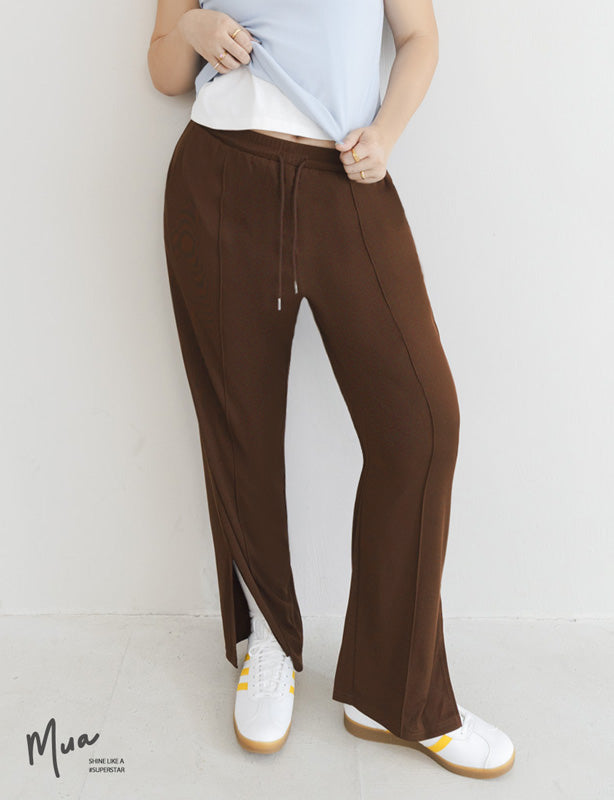 MUA! Ribbed Slimming Slit-Hem Plus Size Pants