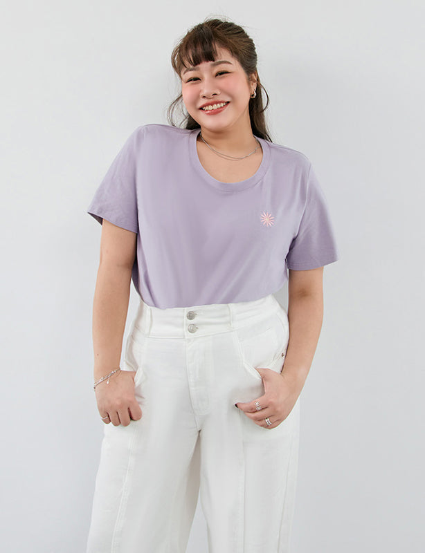 Heavyweight Floral Embroidery Plus Size Crewneck Tee