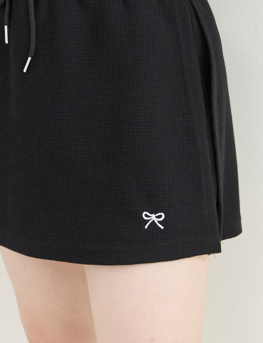 Waffle Knit Butterfly Embroidered Plus Size Skort