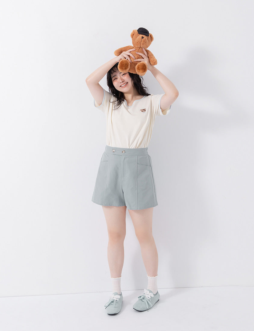 Cool Touch Lyocell Contrast Stitch Plus Size Shorts