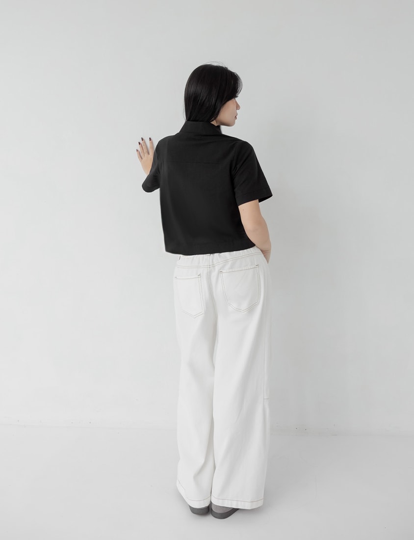 Spring Cotton Linen Stitch Plus Size Short Sleeve Shirt