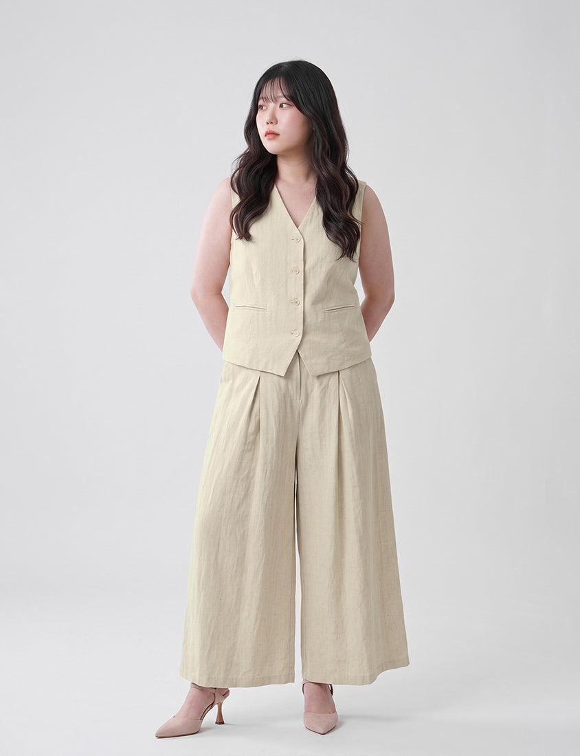 MISS. Tencel Linen Tailored Plus Size Vest