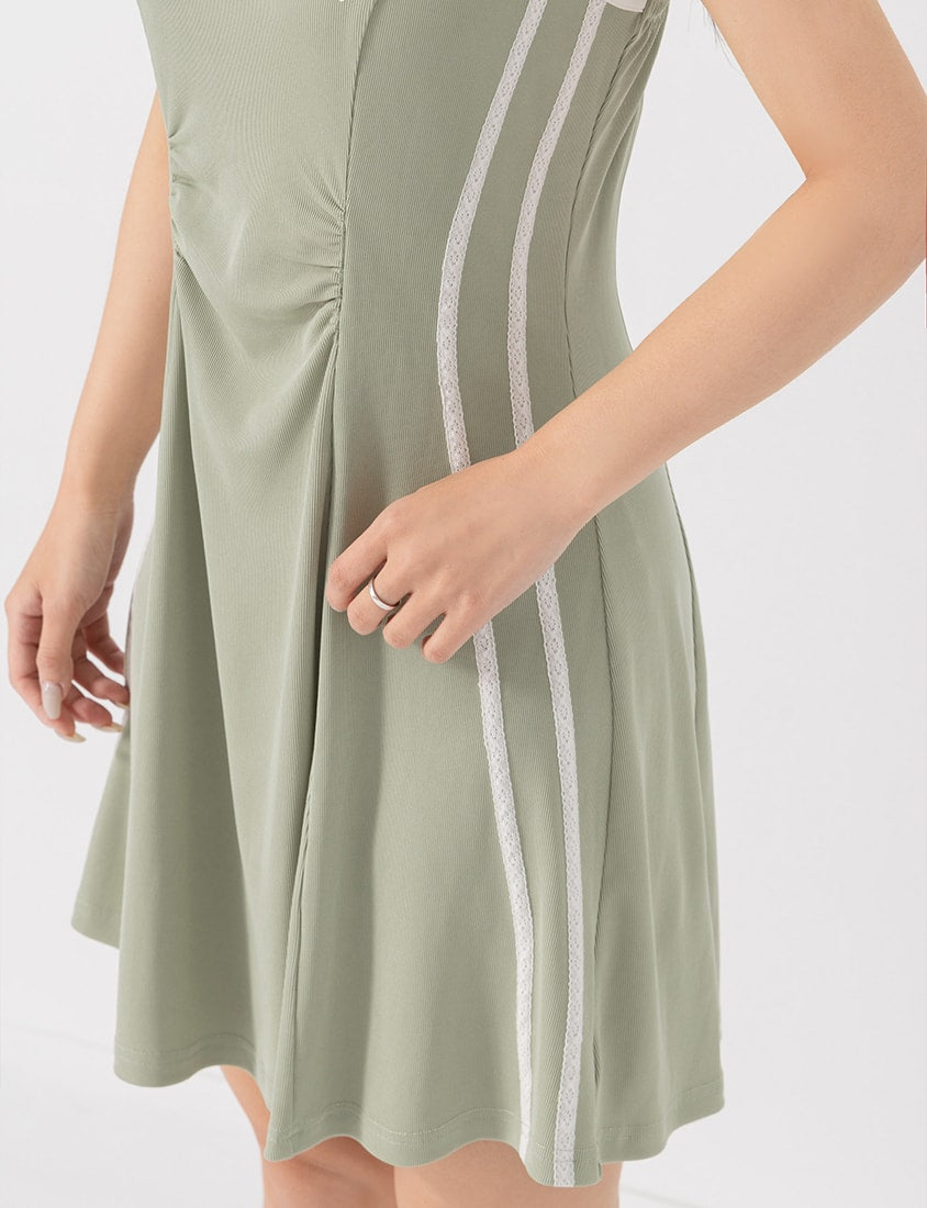 Slim Fit Ribbed V-Neck Letter Print Plus Size Mini Dress