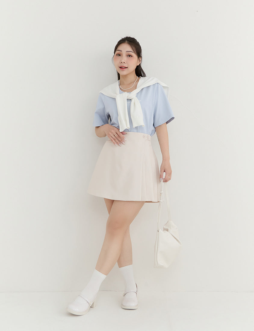 MISS. Slim Fit Asymmetrical Pleated Plus Size Mini Skirt
