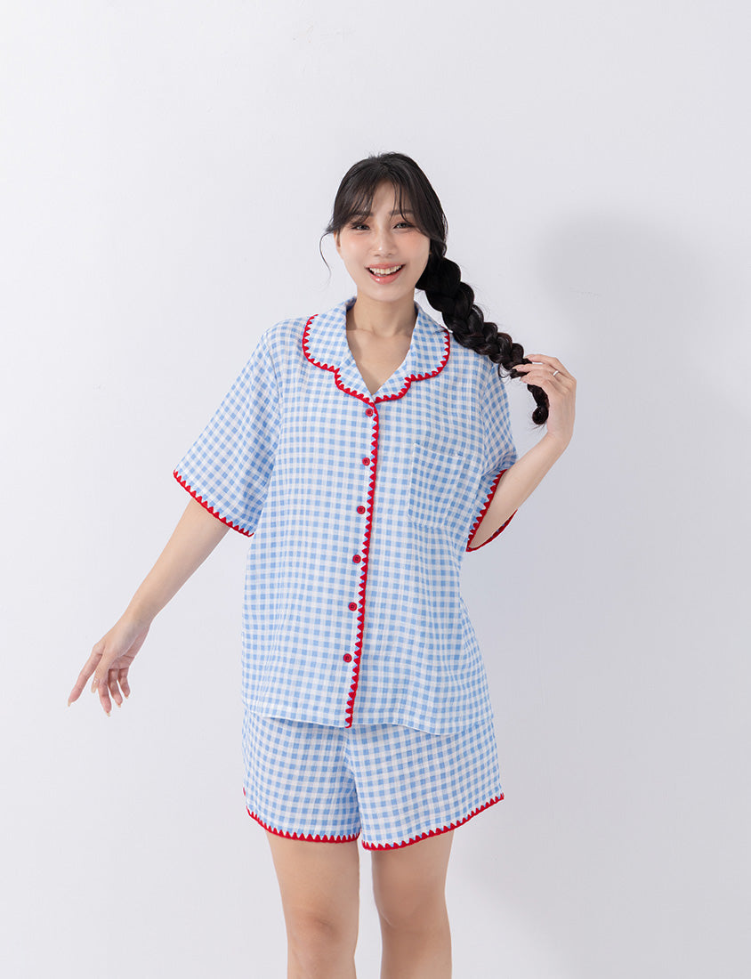 Skin-Friendly Gingham Contrast Ruffle Casual Plus Size Shorts