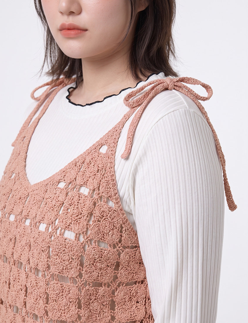 Japanese-Inspired Crochet Grid Plus Size Vest