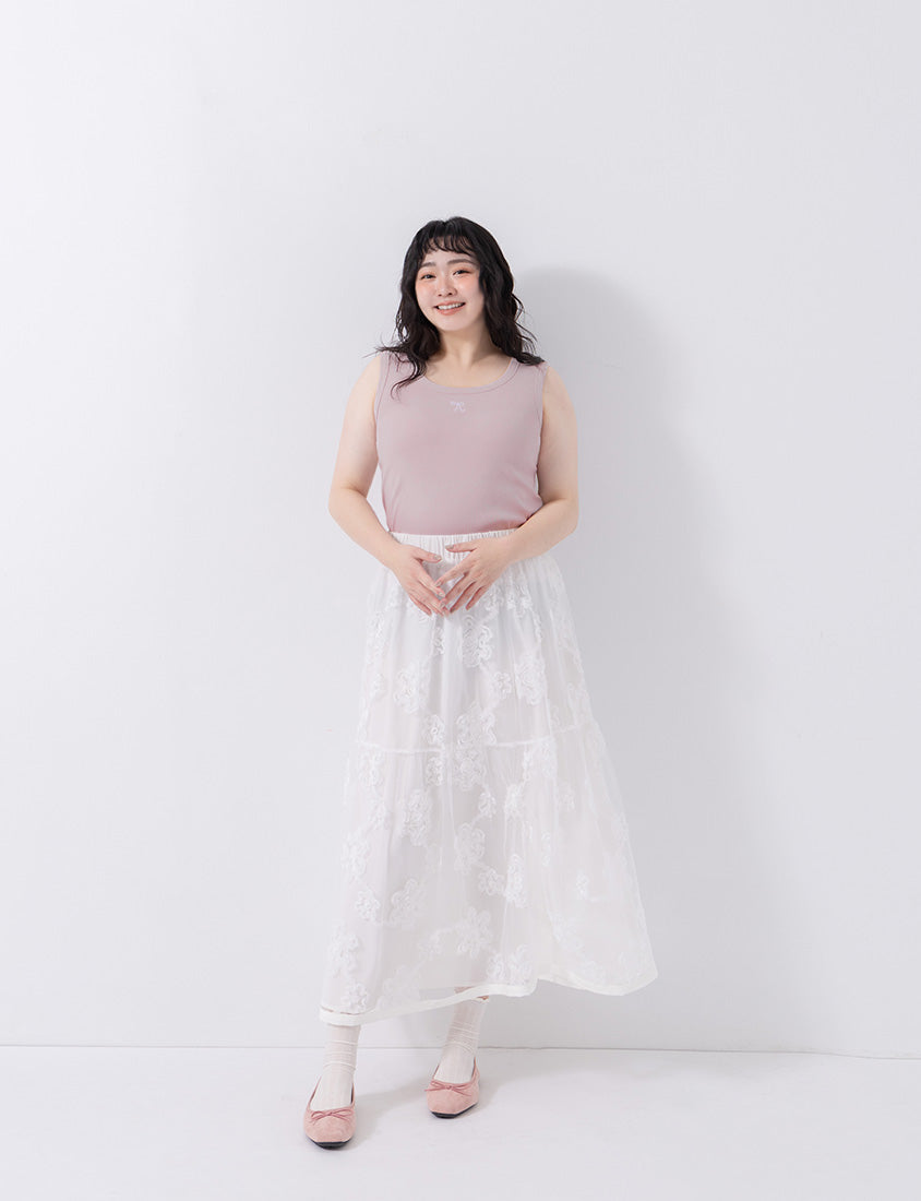 Versatile Square Neck Butterfly Embroidered Plus Size Tank Top