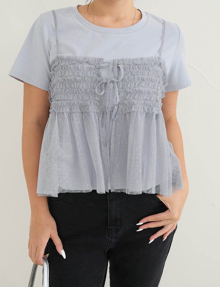 2-Way Japanese Polka Dot Mesh Plus Size Cami Top