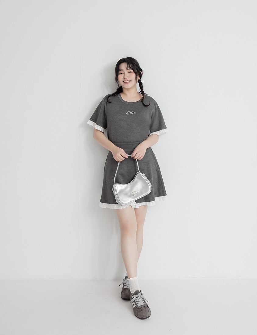 Lace Trim Floral Cloud Cotton Plus Size Tee