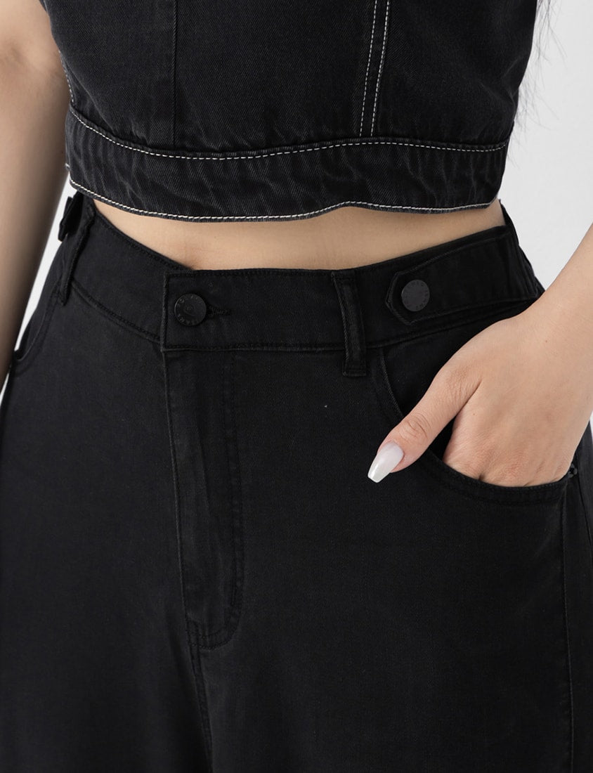 Lightweight Tencel Silky Denim Slit Plus Size Pants