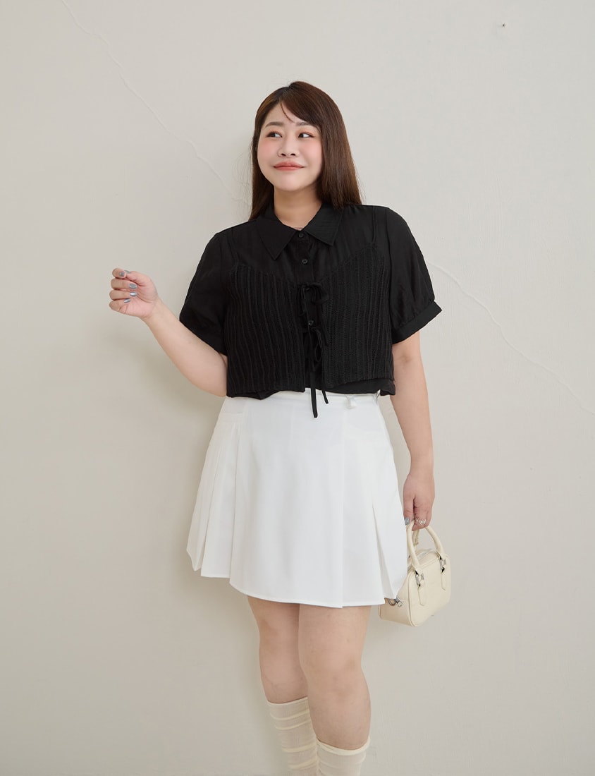MISS. Faux Two Piece Sheer Plus Size Shirt (with Inner Tank Top)