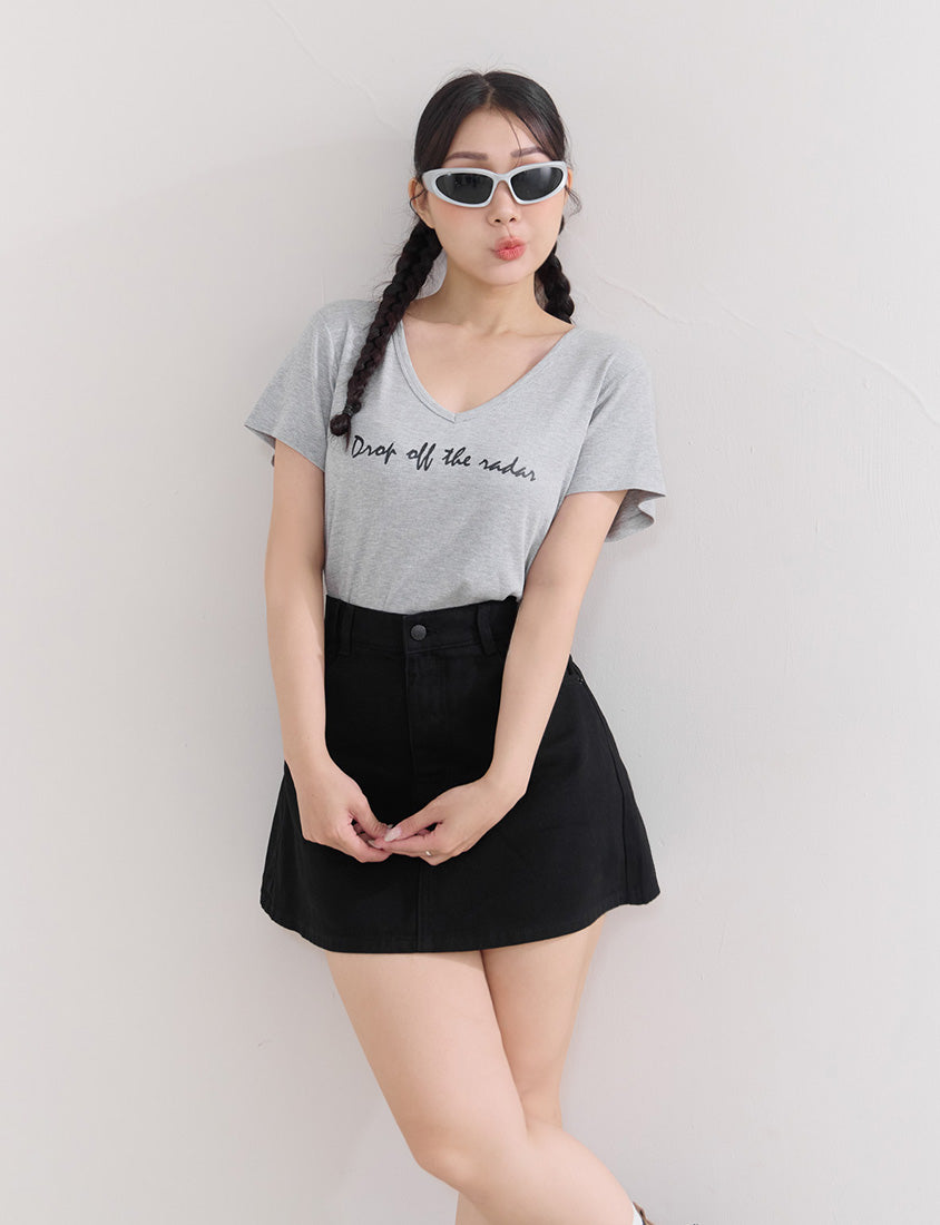 Casual Twill Cotton A-Line Plus Size Mini Skirt