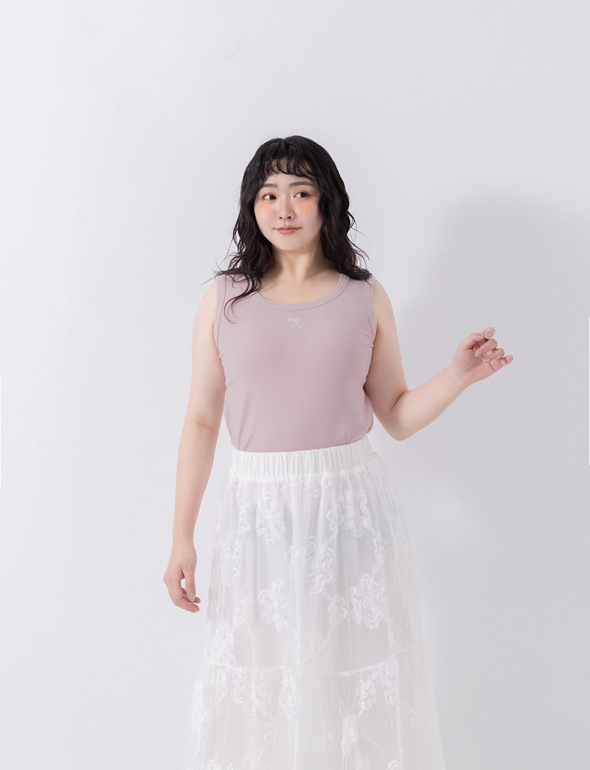 Versatile Square Neck Butterfly Embroidered Plus Size Tank Top