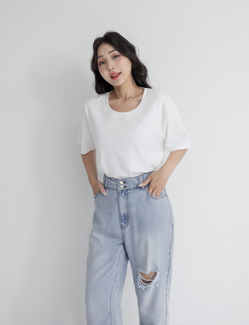Cooling Lyocell Slimming Plus Size Boyfriend Jeans