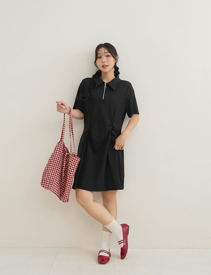 Waist-Defining Stretch Ribbed Plus Size Mini Dress