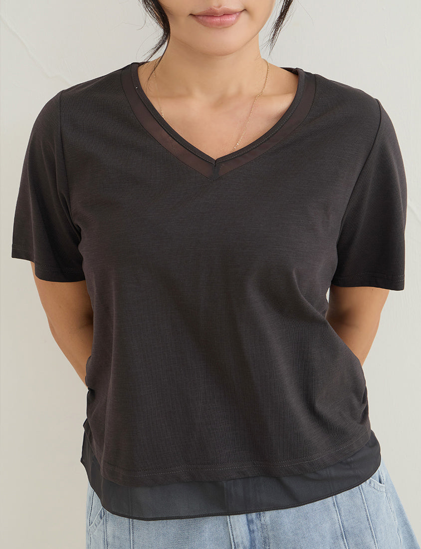 Silky Cool Sorona Mesh Panel Plus Size Tee
