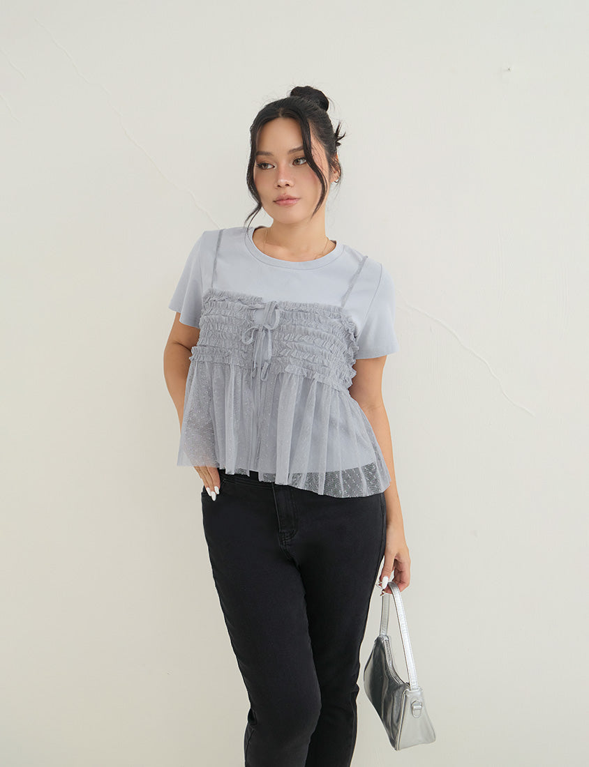 2-Way Japanese Polka Dot Mesh Plus Size Cami Top