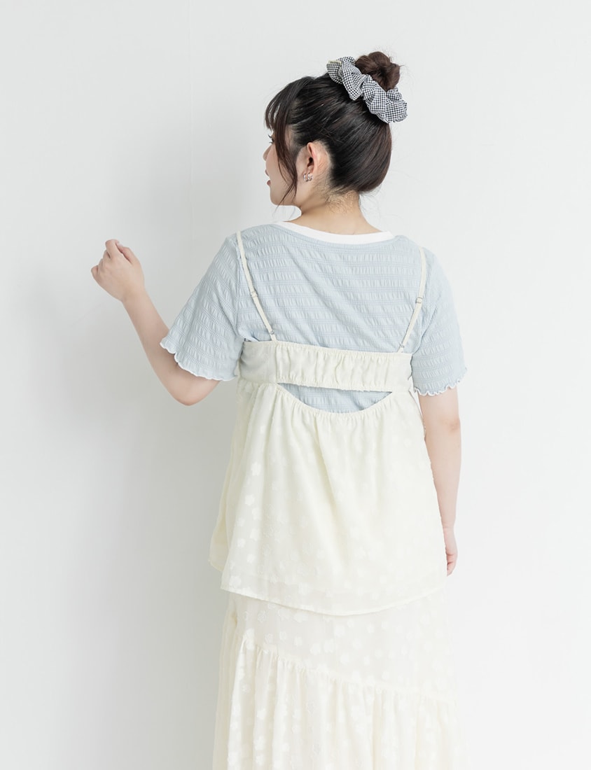 Japanese Floral Jacquard Strap Plus Size Cami Vest