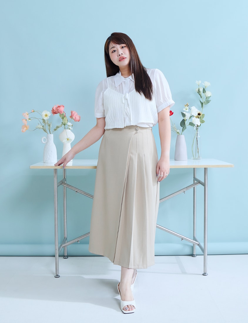 MISS. Faux Two Piece Sheer Plus Size Shirt (with Inner Tank Top)