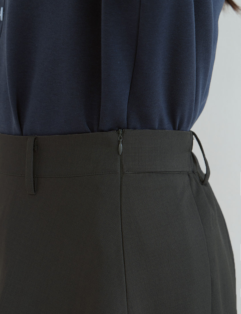 Preppy Wide Pleated Plus Size Midi Skirt