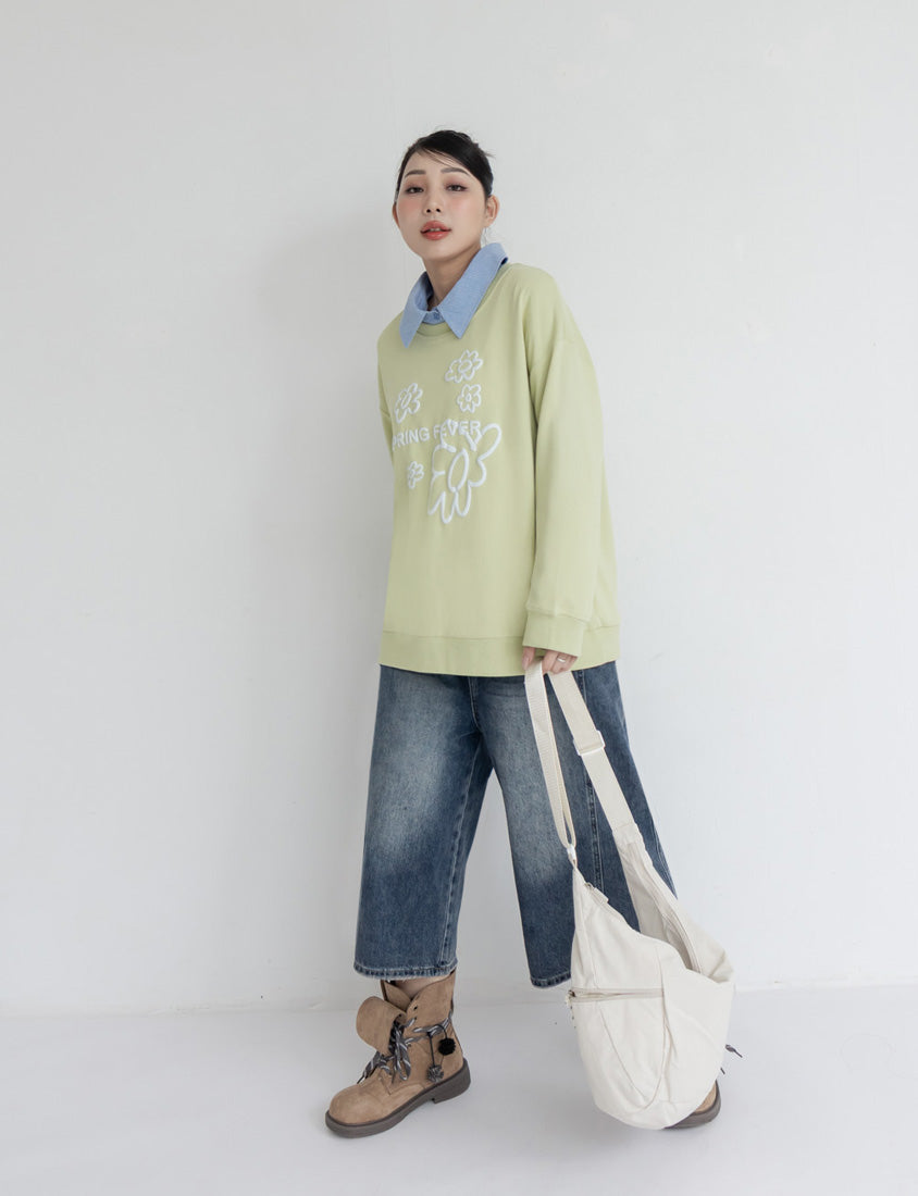 Sweet 3D Floral Plus Size Long Sleeve Sweatshirt
