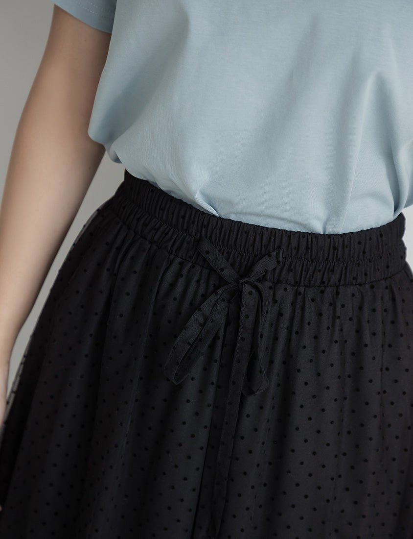 Romantic Polka Dot Tulle Tiered Plus Size Maxi Skirt