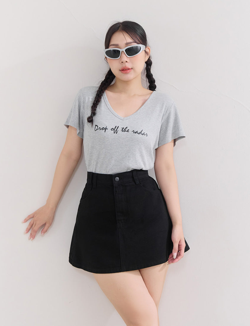 Casual Twill Cotton A-Line Plus Size Mini Skirt
