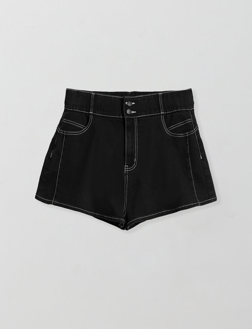 Slimming High Waist A-Line Plus Size Denim Shorts