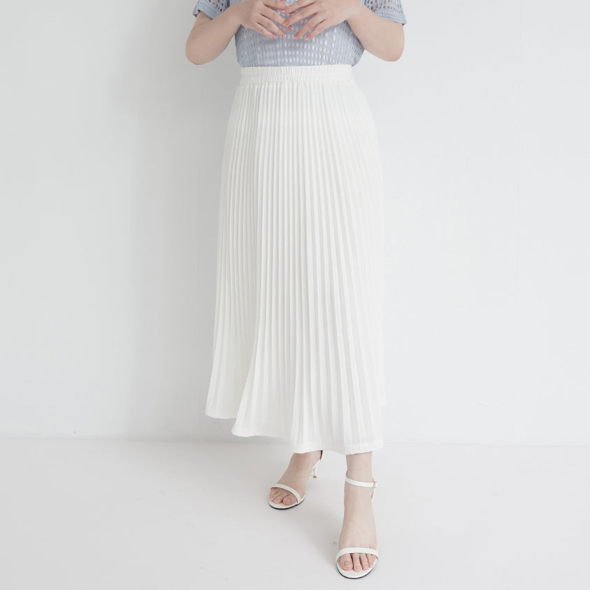 Elegant Flowy Elastic Waist Pleated Plus Size Maxi Skirt