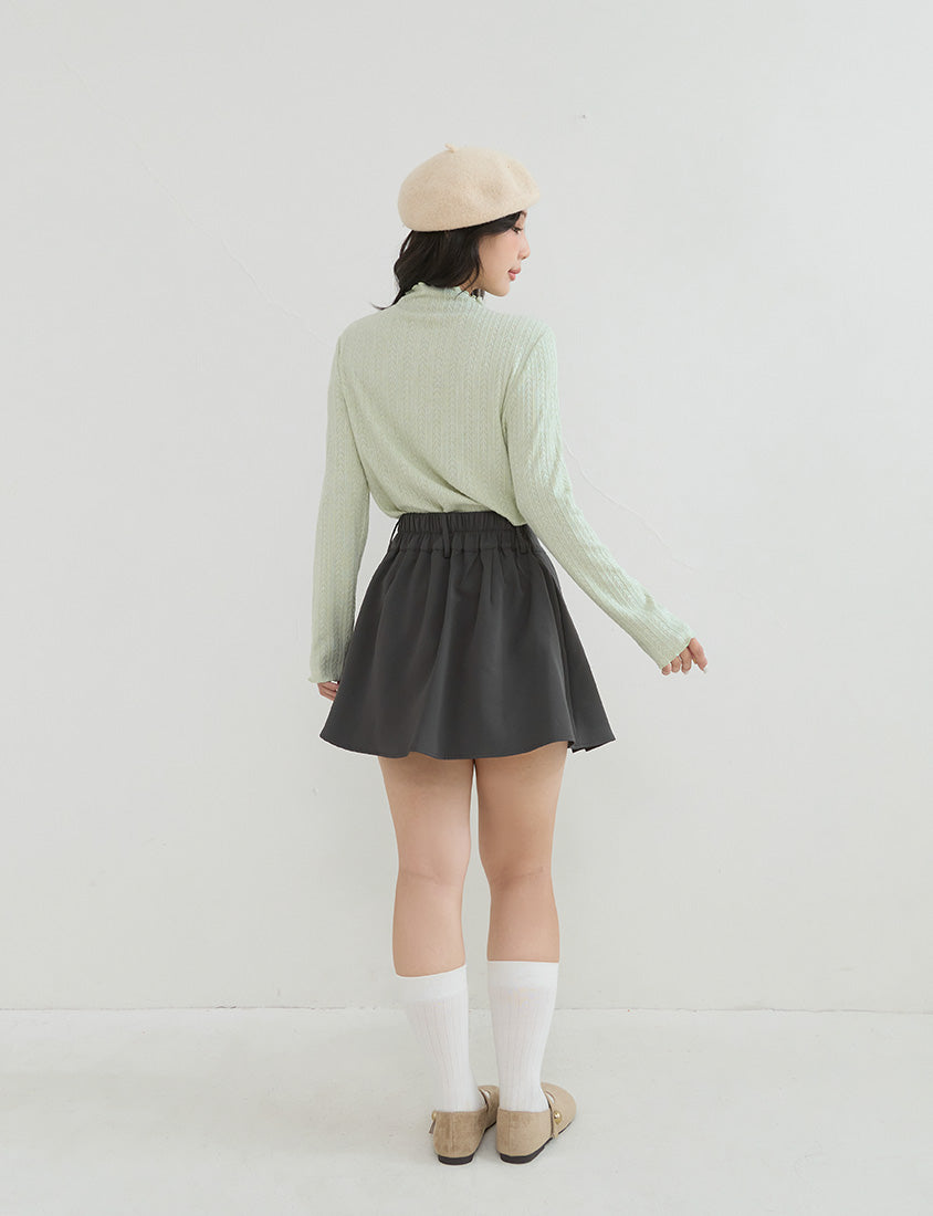 Slimming A-Line Pleated Plus Size Mini Skirt