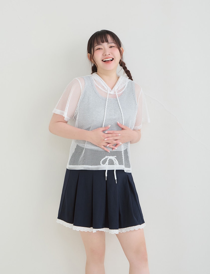 Casual Sporty Mesh Hooded Plus Size Top