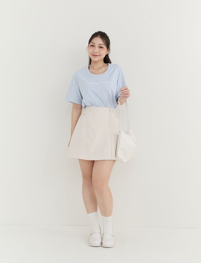 MISS. Slim Fit Asymmetrical Pleated Plus Size Mini Skirt