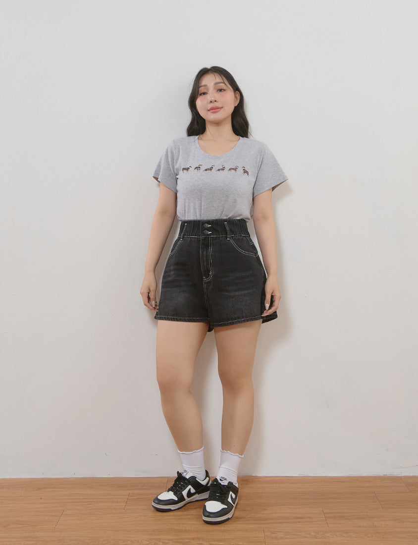 High Waist Hip-Lifting Stitch Plus Size Denim Shorts