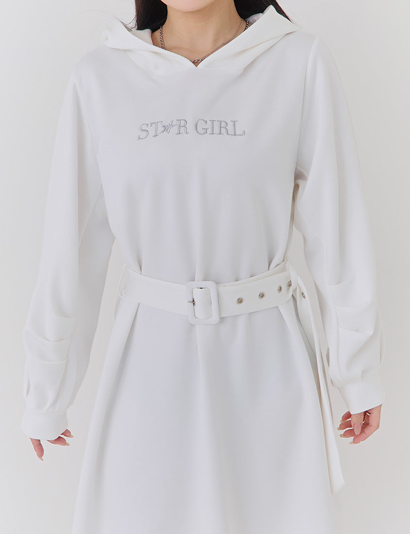 Shiny Girl Embroidered Plus Size Cloud Cotton Dress (With Belt)