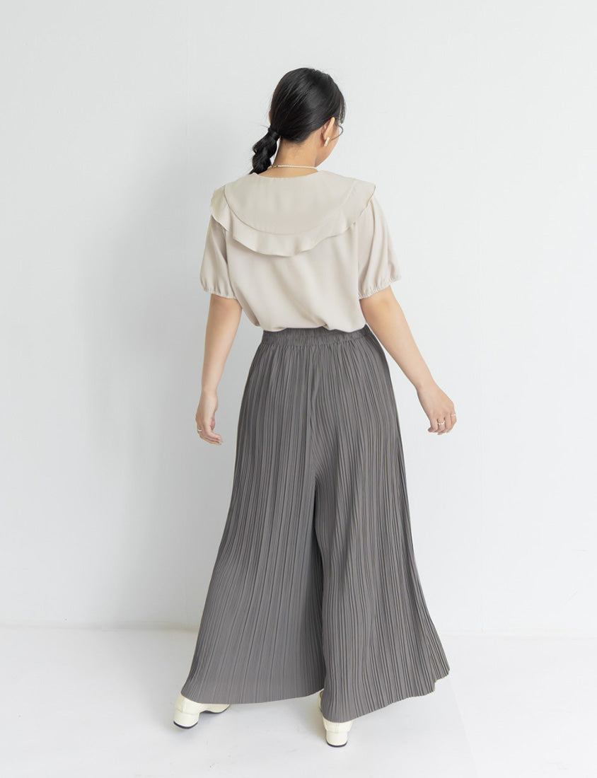 Silky Cool Fine Pleated Plus Size Wide-Leg Pants