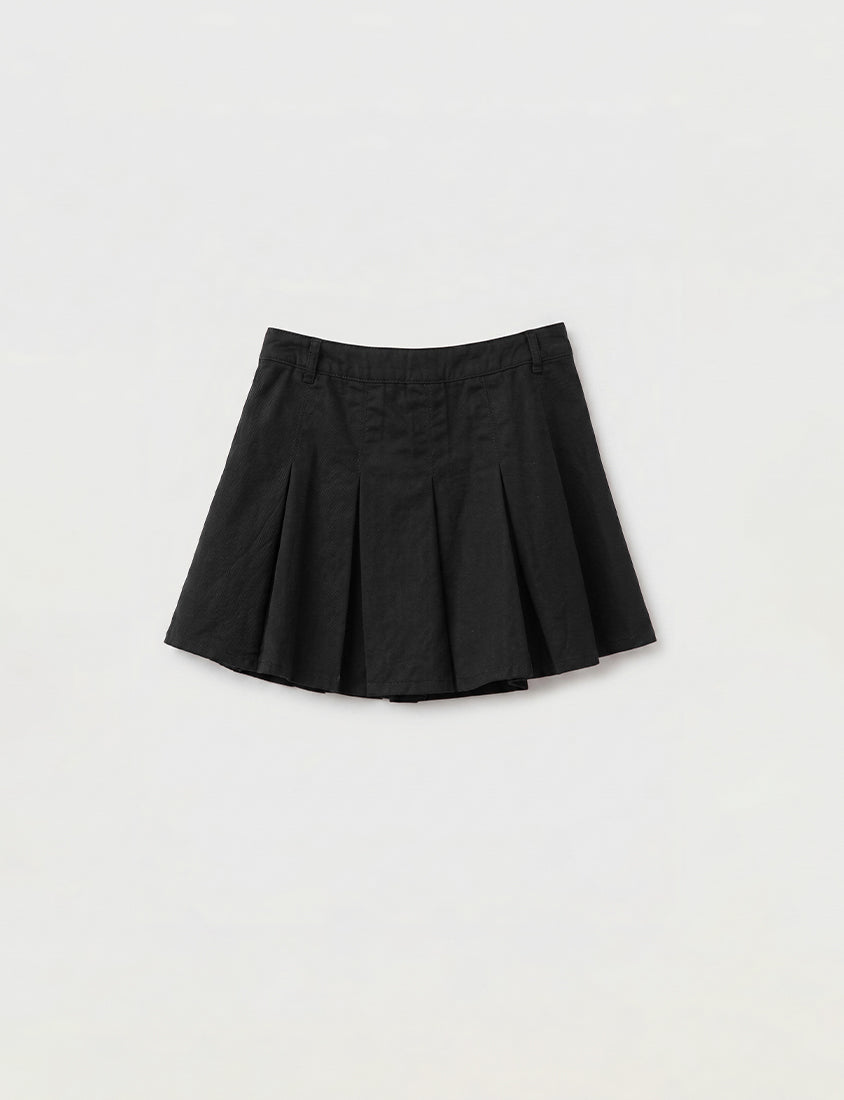 Sweet Summer Twill Pleated Plus Size Mini Skirt