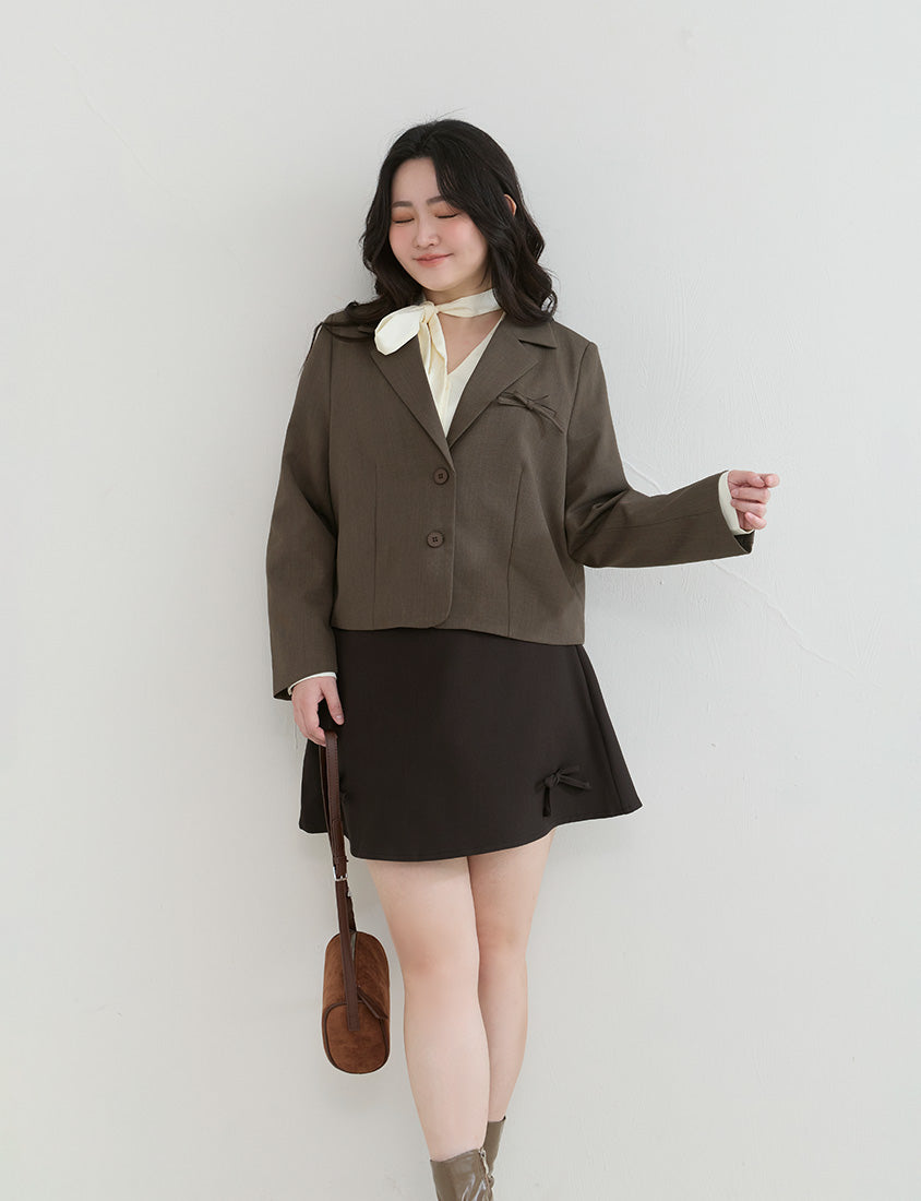 Korean Style Preppy Cropped Plus Size Blazer