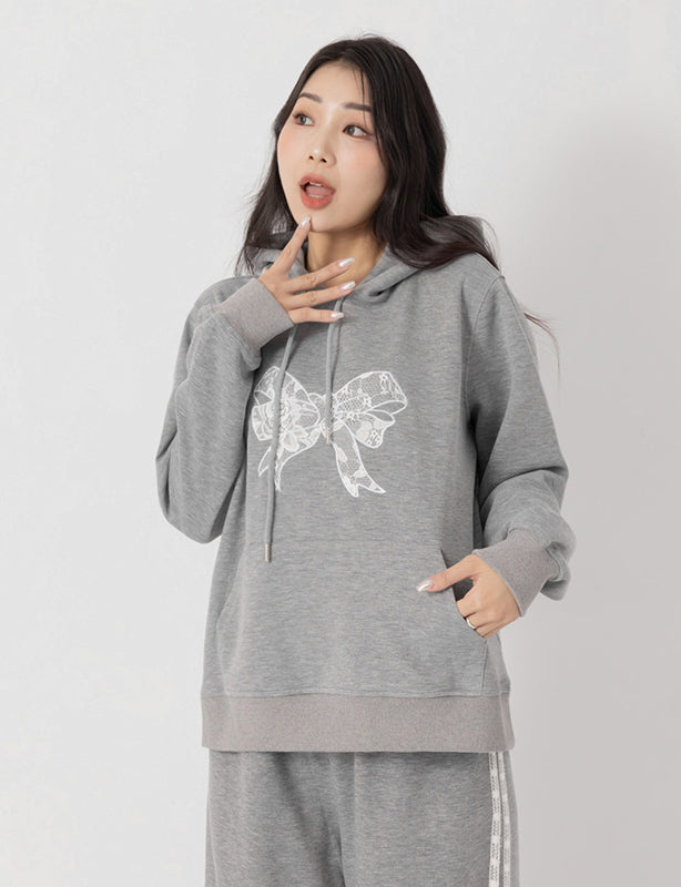 Lace Bow Cloud Cotton Plus Size Hoodie