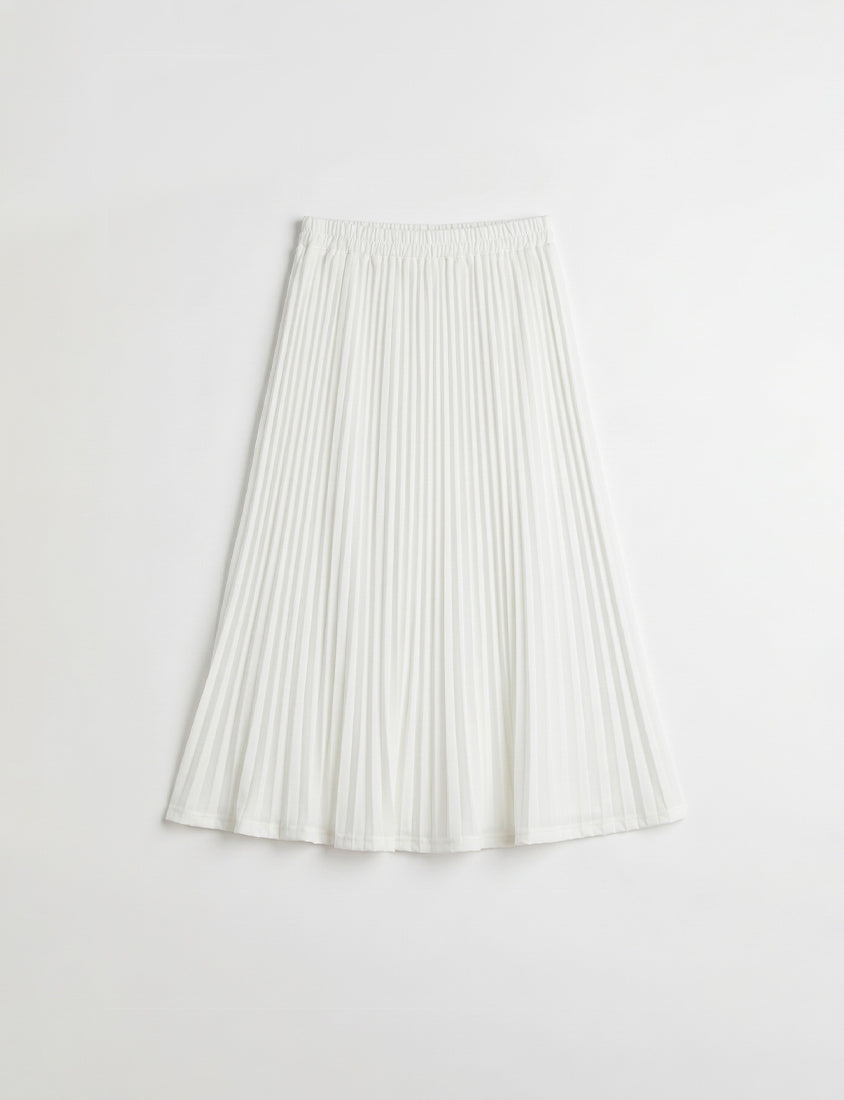 Elegant Flowy Elastic Waist Pleated Plus Size Maxi Skirt