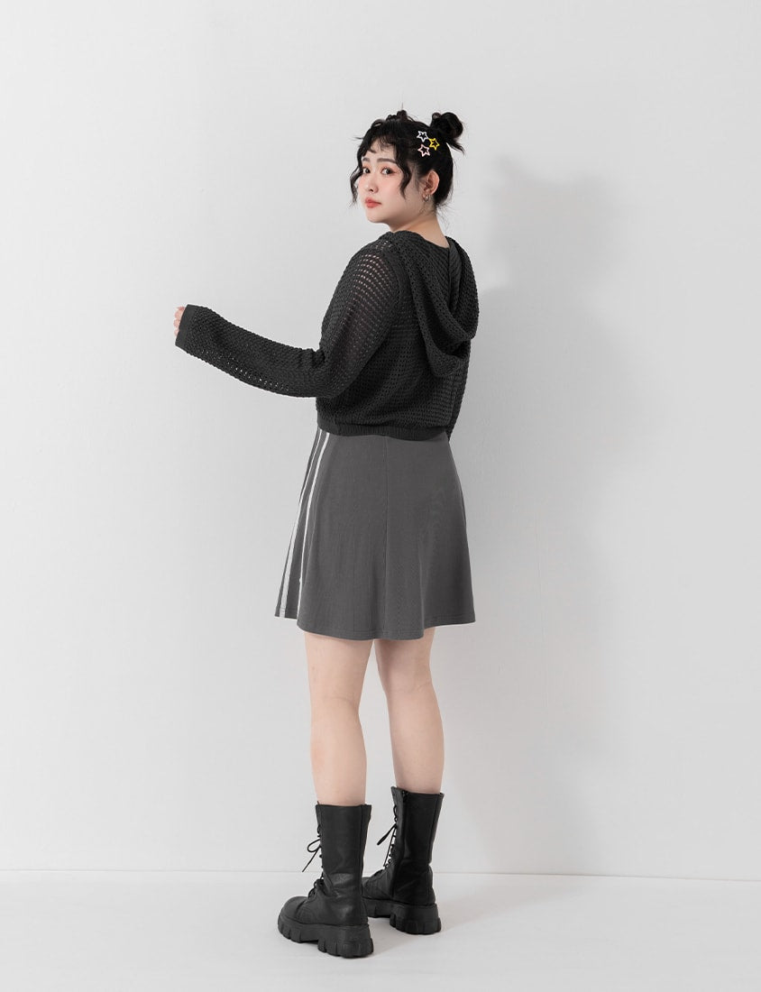 Ice Silk Button-Up Hooded Plus Size Knit Cardigan