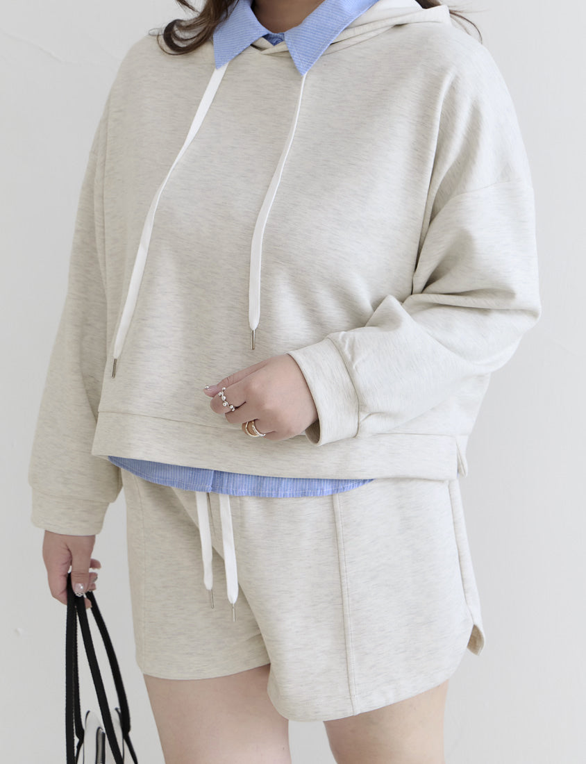 Cloud Cotton Multi-Color Cropped Plus Size Hoodie